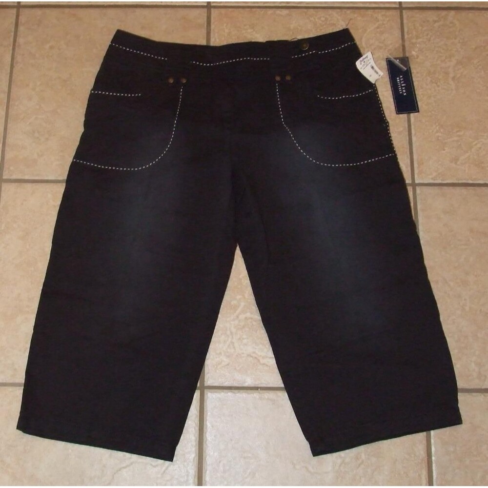 NEW NWT Black Sz 10 Casual Wear Cotton Capri Cropped Pants ALLISON BRITTNEY